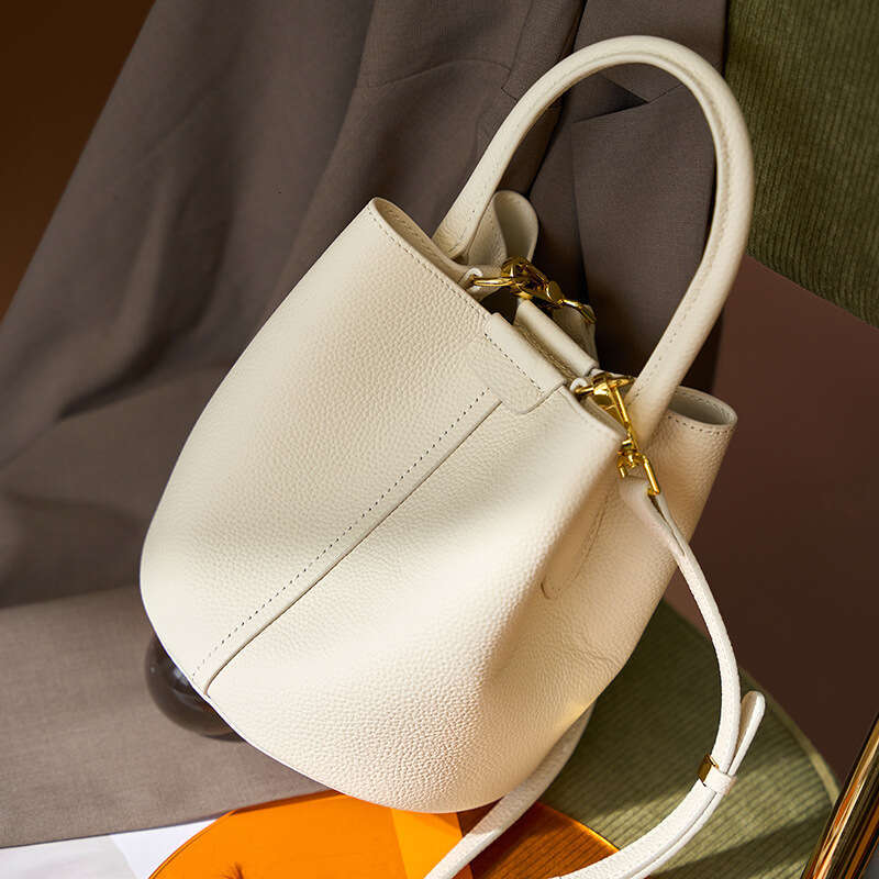 Top Layer Cowhide New Women's Crossbody Summer High-End Genuine Leather Handbag Bucket Bag B5