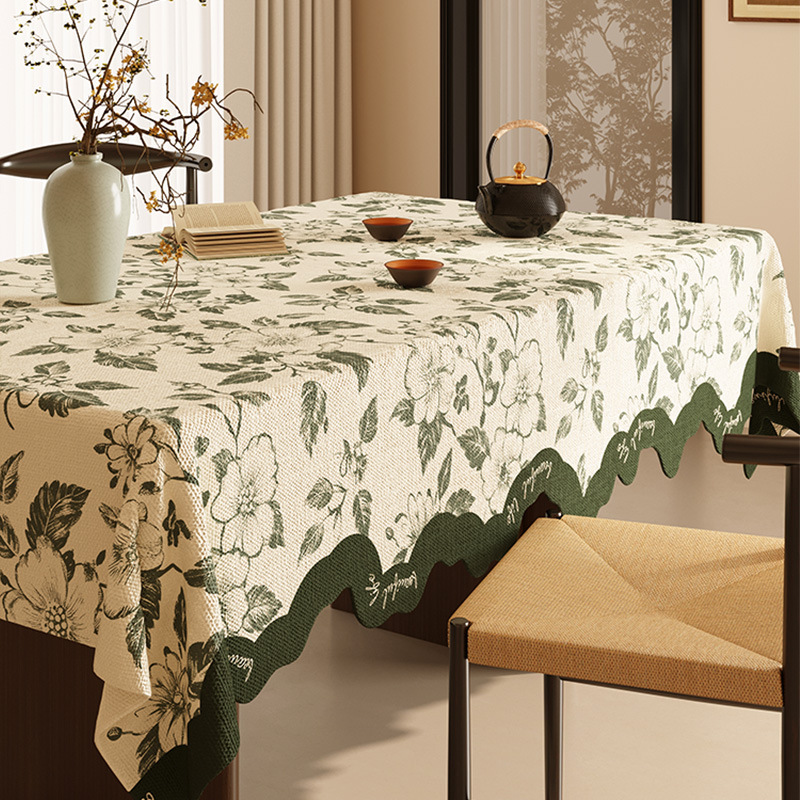 A639 American light luxury retro dining table tablecloth waterproof and oil-proof washable living room coffee table cloth rectangular new Chinese tabl