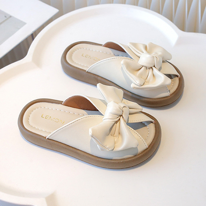 Toddler Girls Slippers Outdoors Big Bow Kids Princess Summer Littlesprouts Children Youth Flat Slippers Size US5.5C-US3Y L0679