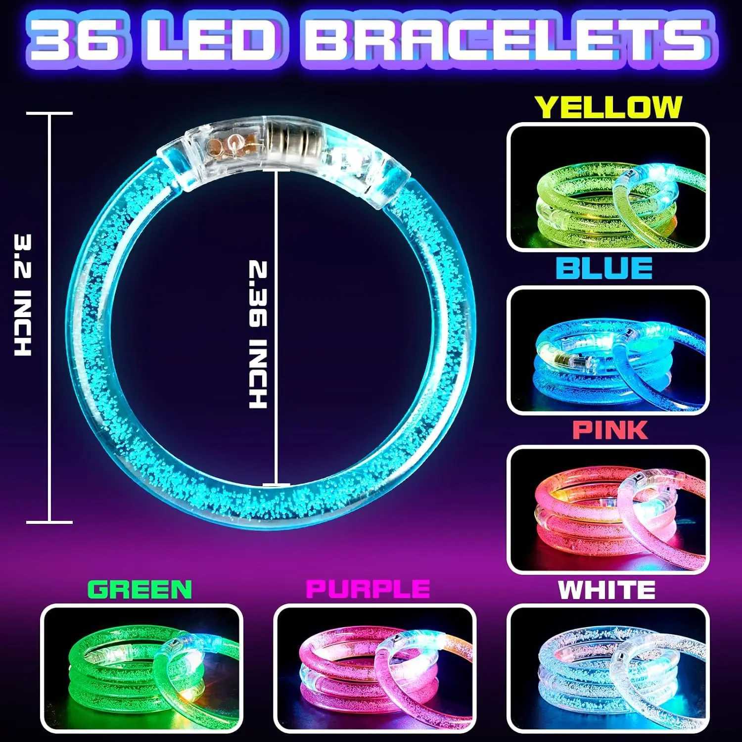 96Pcs Neon Glow Party Supplies Light Up Glasses Foam Sticks LED Bracelets for Birthdays Halloween Weddings Raves W250528