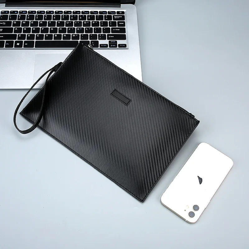 Mens Solid Leather Clutch Bag Business Wrist Strap Envelope Bag Stripe Clutch Evening Bag Male Clutches Handbag Fashion 250526