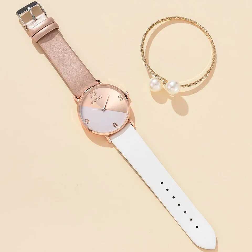Women Watch Set Luxury Fashion Colorful PU Leather Strap Ladies Quartz Wristwatch Alloy Bracelet For Ladies Gift XJ250527