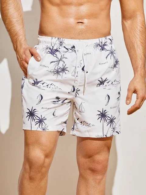 Mens 3d Coconut Tree Printed Swimsuit Swimming Shorts Summer Soft And Breathable Polyester Beach Shorts Surfing Shorts X250528