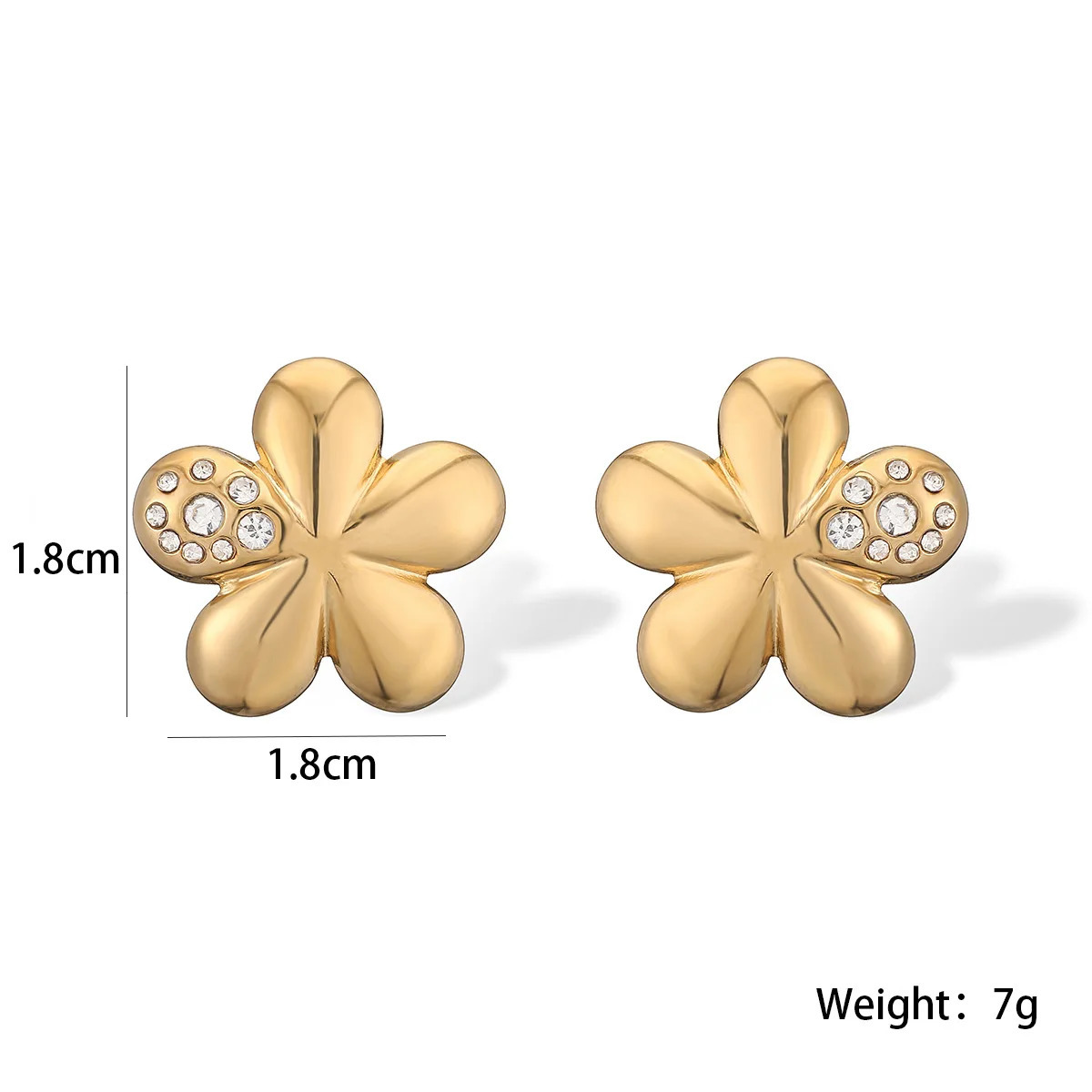 Arrival Gold Color 316LL Stainless Steel Cute Flower Stud Earring For Women Non-Fading CZ Jewelry 250527