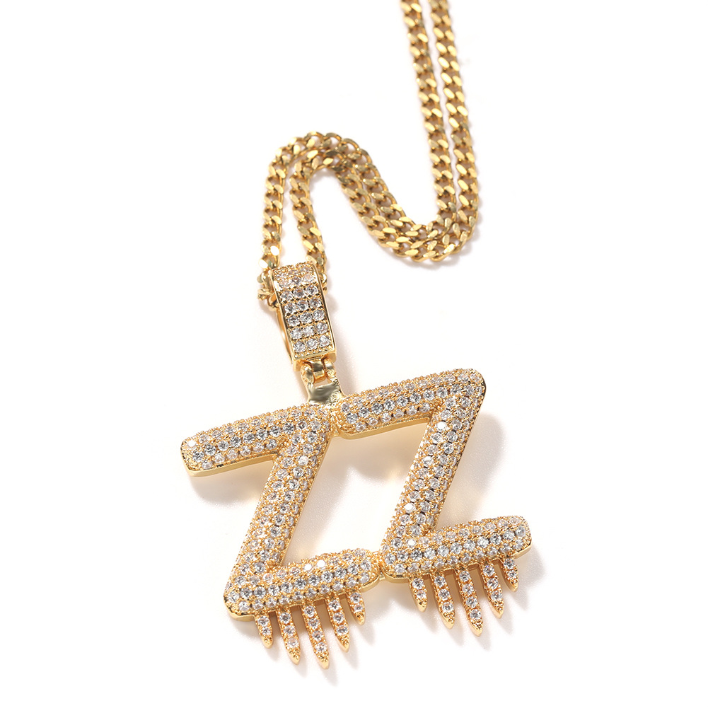 Custom TopBling A-Z Baguette Letters Ice Name Pendant Necklace Bling 18K Real Gold Plated Hip Hop Jewelry