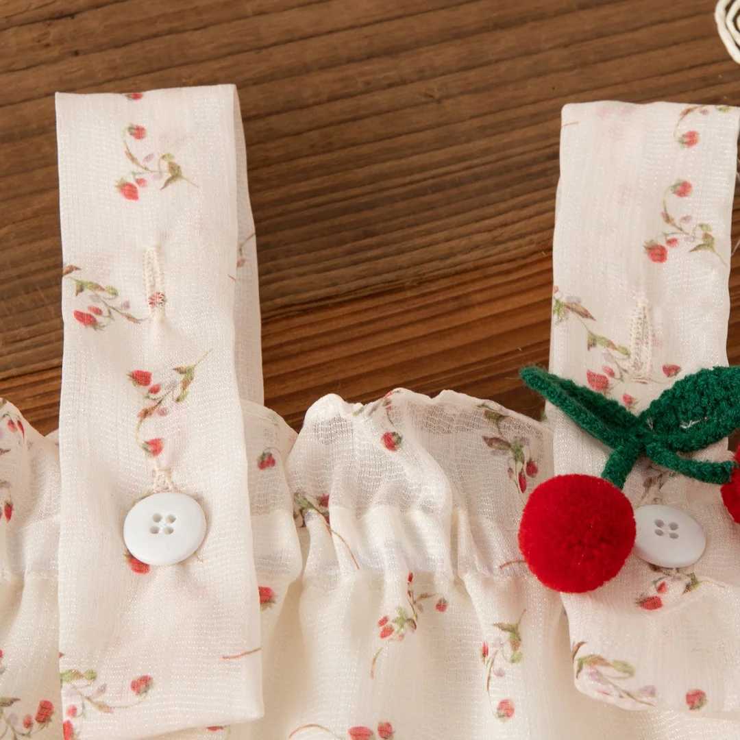 Baby Girl Dresses Summer Full Printed Floral Cherry Halter Girl Dresses Cute Cotton Multi Layer Girl Princess Dresses X250528