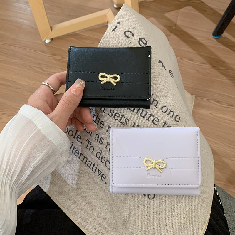Free Shipping Designer Wallet For Women Fashionable And Simple Ins Bow Short Card Bag High-end Feeling Foldable Change Bag High Quality