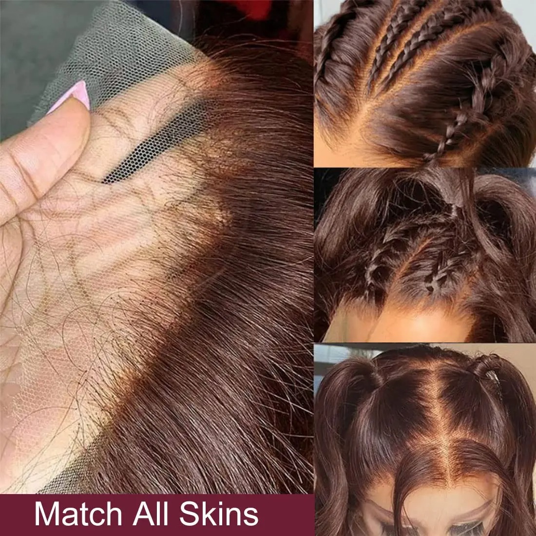 Chocolate Brown Straight Lace Front Wigs 13x6 Transparent Lace Frontal Wig Pre Plucked 13x4 Brazilian Human Hair Wigs 200% Synthetic Lace Front Wigs