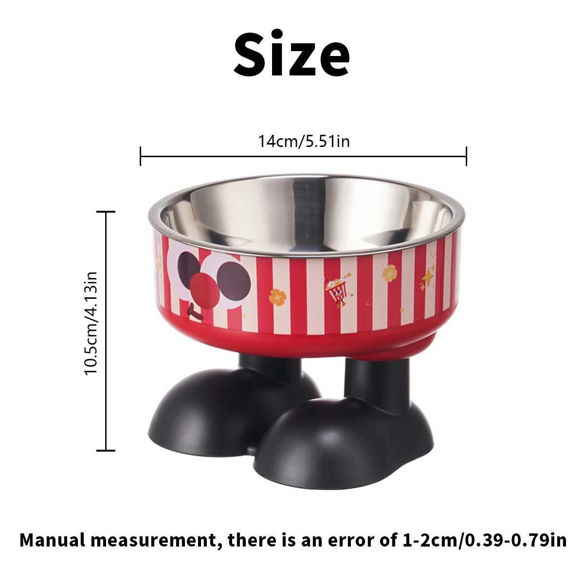 A striped popcorn high-foot pet bowl stylish stainless steel large-capacity dogbowl for feeding and water neck-protecting c Y250528