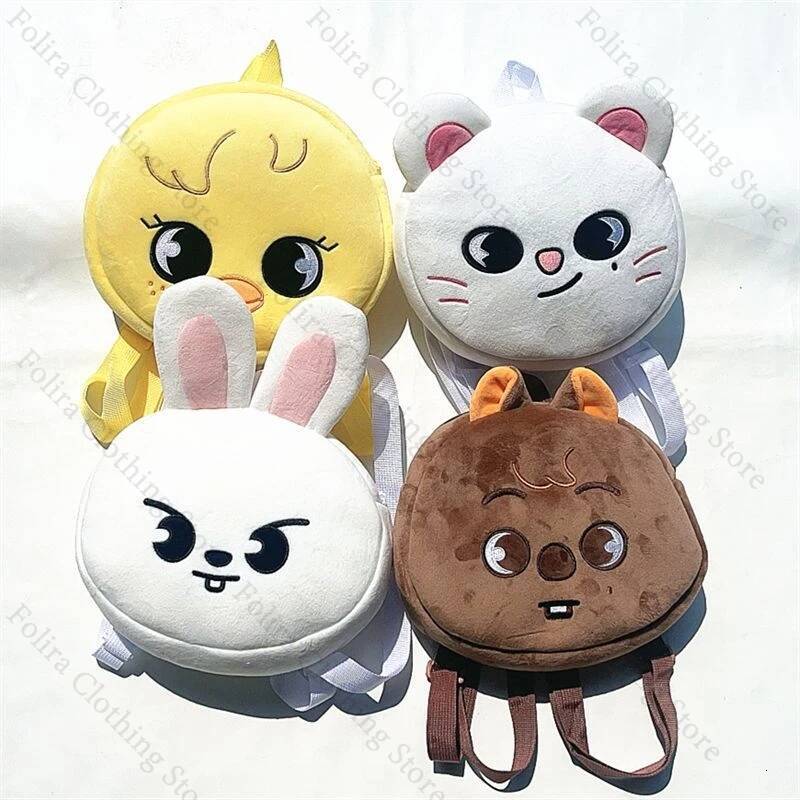 Kpop Fashion Bangchan Woojin Lee Know Minho Fans Backpack Cute Kawaii Plush Birthday Gift Embroidery Design Women's Bag