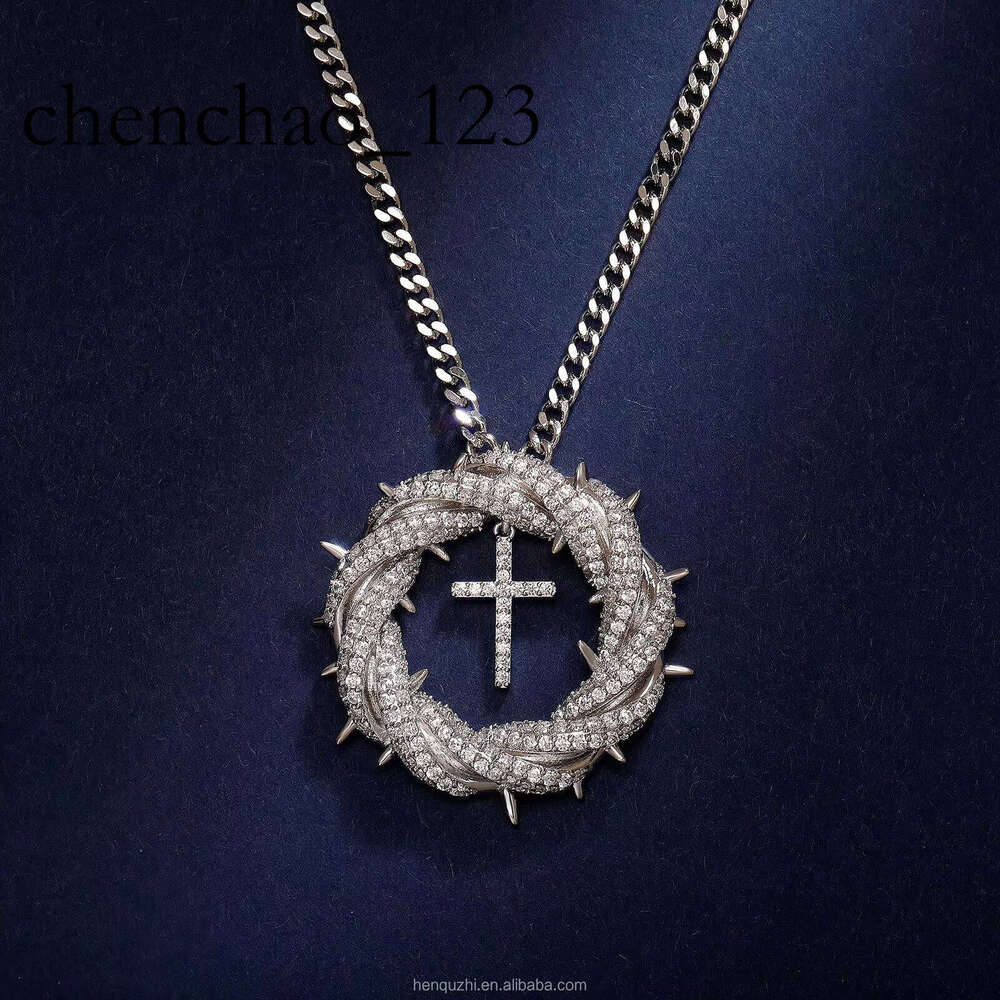 Modern Gothic Unisex Micro Pave Moissanite Necklace Unique Twisted Cross Chain Hip Hop Festival Gift Idea for 2024