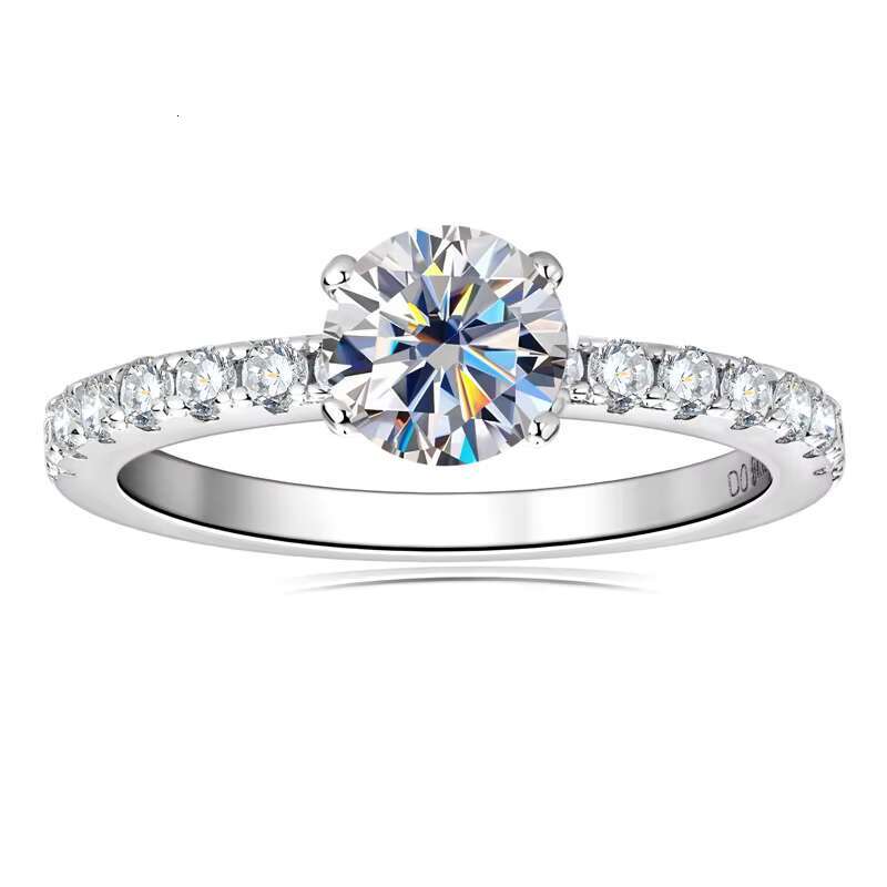 Fashion Women Jewelry Gift 0.8ct Round Cut Moissanite Rings 925 Sterling Silver for Engagement Wedding