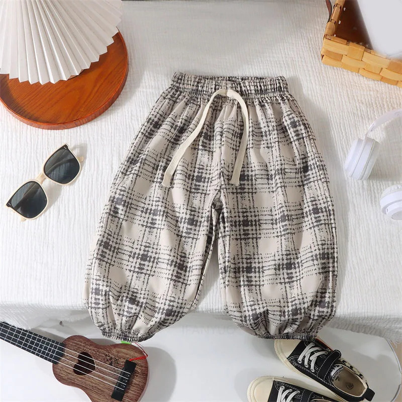 Summer Children Ice Silk Mosquito Proof Trousers Girl Boy Baby Soft Loose Home Sleeping Pants Children High Waisted Casual Pants 250528