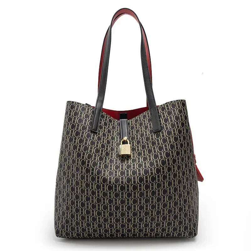 CH Letter Pattern Design Large Capacity Simple Style Women's Tote Portable Multi-Functional Fashion Crossbody Bag