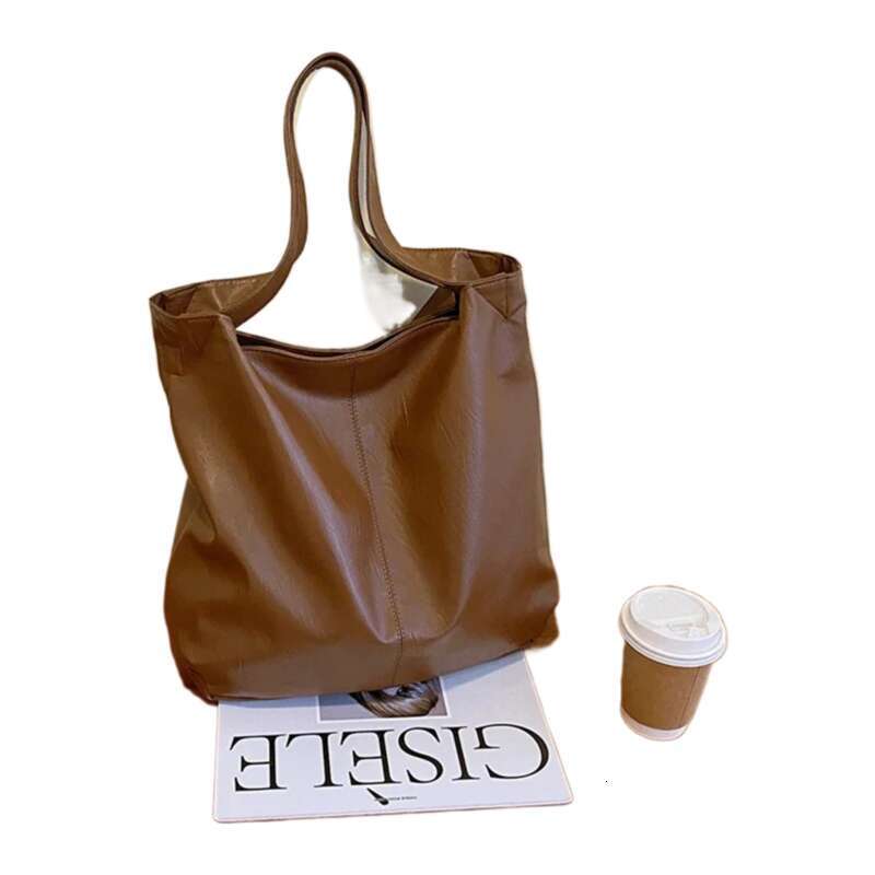 VONMONAN Fashion Big PU Leather Tote for Women Trendy Female Simple Large High Capacity Retro Shoulder Side Bag Handbags