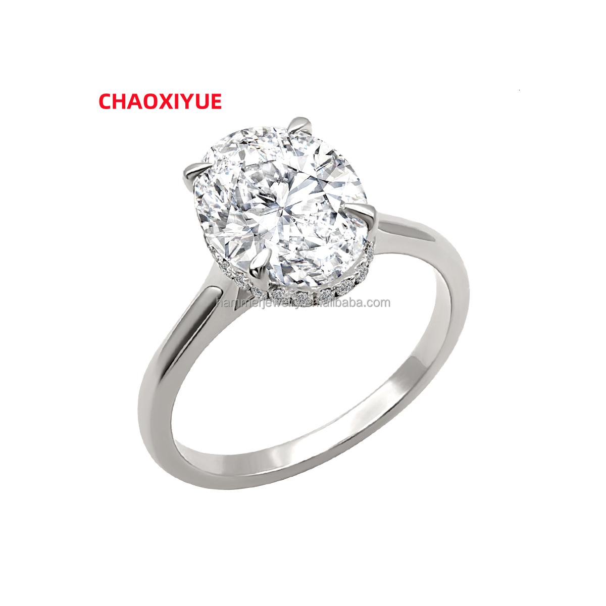 Personalized AU585 14k Gold Jewelry Oval Shape Halo Moissanite Rings Wedding Engagement Rings Women Jewelry