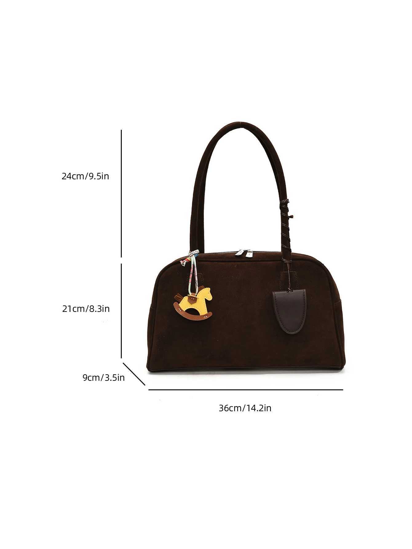 Niche retro single-shoulder handbag bowling bag matte suede single-shoulder crossbody small square bag Y250528