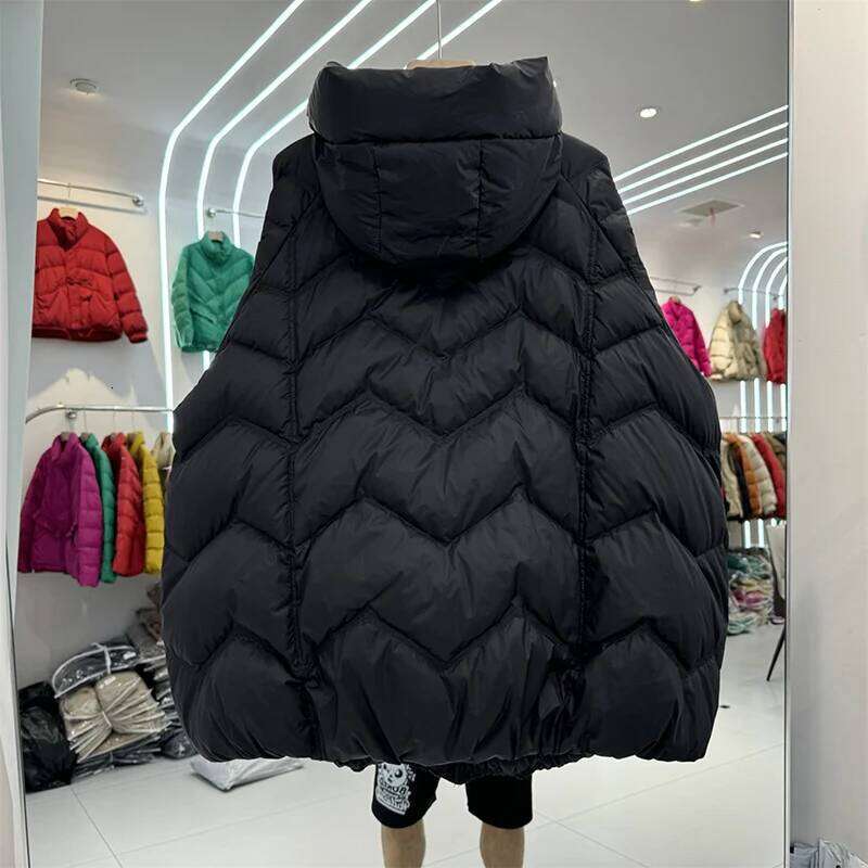 Schinteon Women Jacket Casual Loose Over Size Autumn Winter Outwear White Duck Down Warm Thick Coat with Hood New