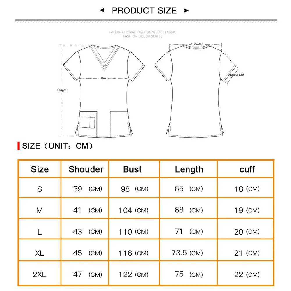 Summer Womens Short Slve V-Neck Pocket Care Workers T-Shirt Tops Summer Workwear Top Sexy Printed Nurse Uniform Clinic Blouse X250528