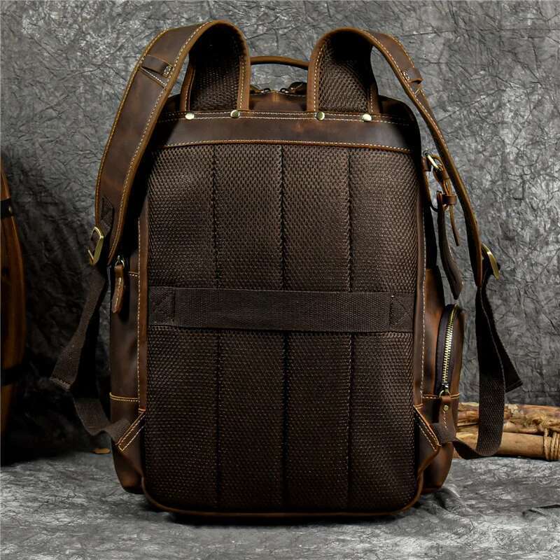Newsbirds men's retro fashion style bagpack travel backpack school bag for man leather daypack men