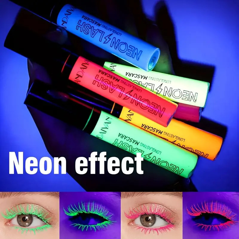 6Pcs Fluorescence Mascara Waterproof No Blooming Fast Dry Colorful Neon Eyelashes Curling Yellow Lengthens Eye Lashes Cosmetics 250523