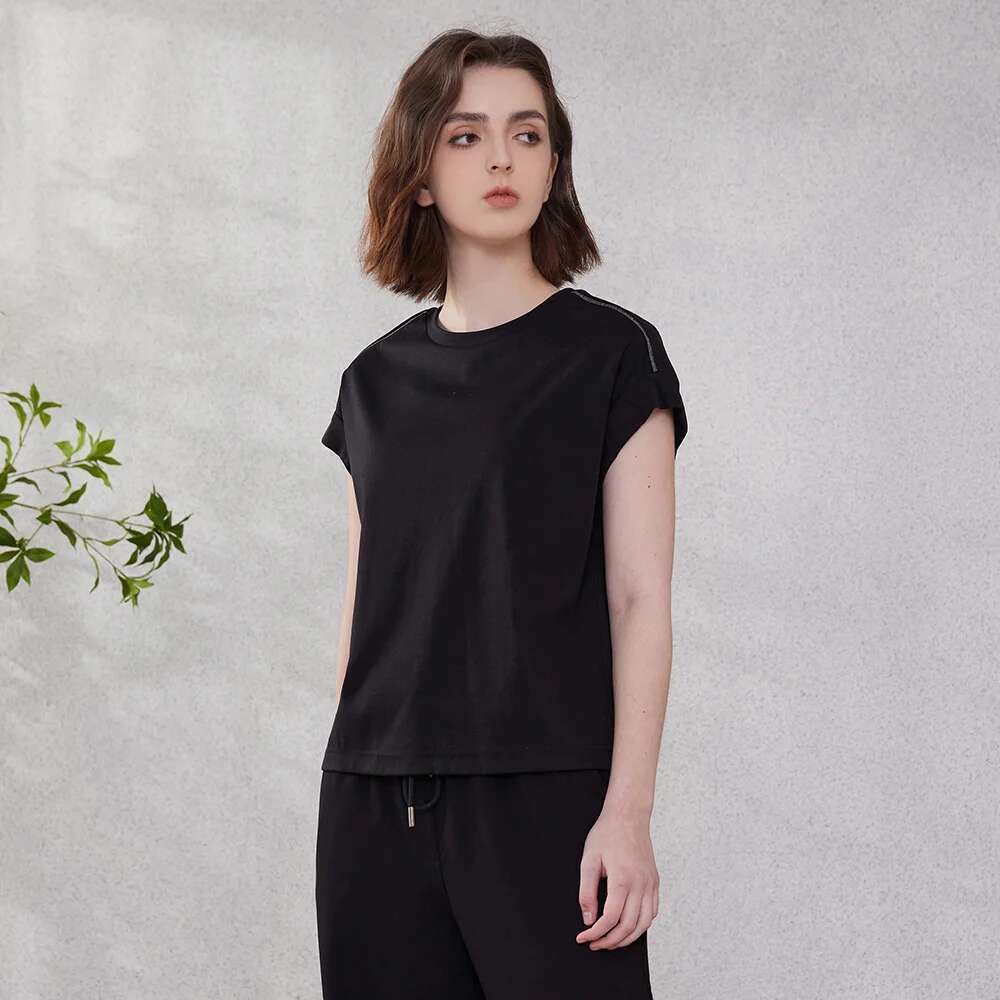K2055w High Quality Womens Clothing Long-Staple Cotton T Shirts Ladies Summer Tencel Clothes