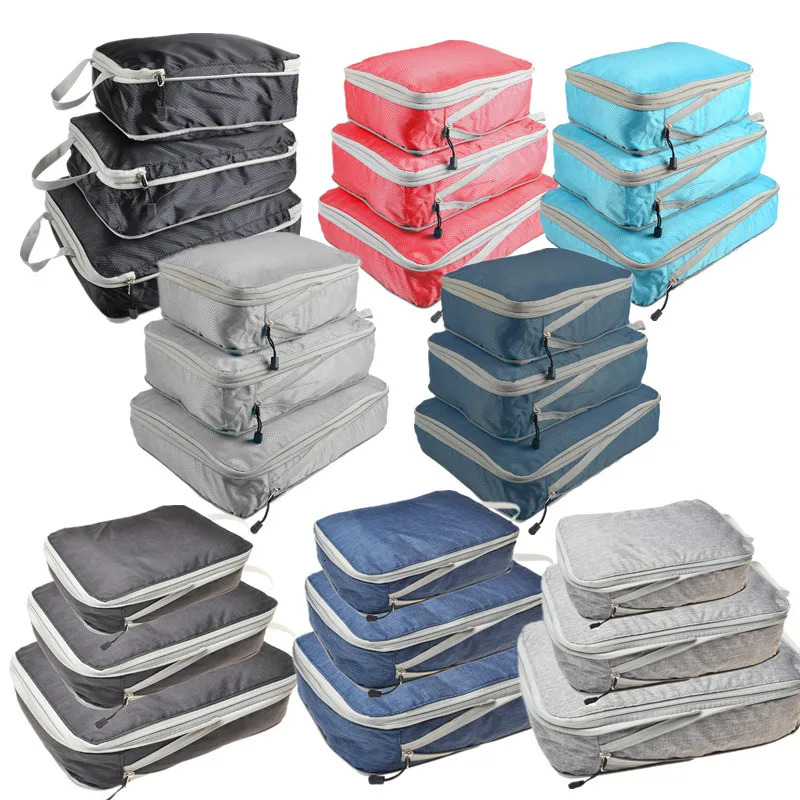 Travel Storage Bag Compressible Packing Portable With Luggage Organizer Cubes Foldable Waterproof Travel Suitcase Nylon Handbag 250526