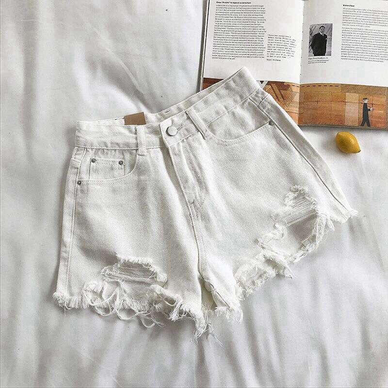 Shorts Women Denim Shorts Ripped Denim Shorts For Women Summer New High Waist Loose Slimming Korean Style Wide Leg Versatile Frayed Hot Pants Trendy J