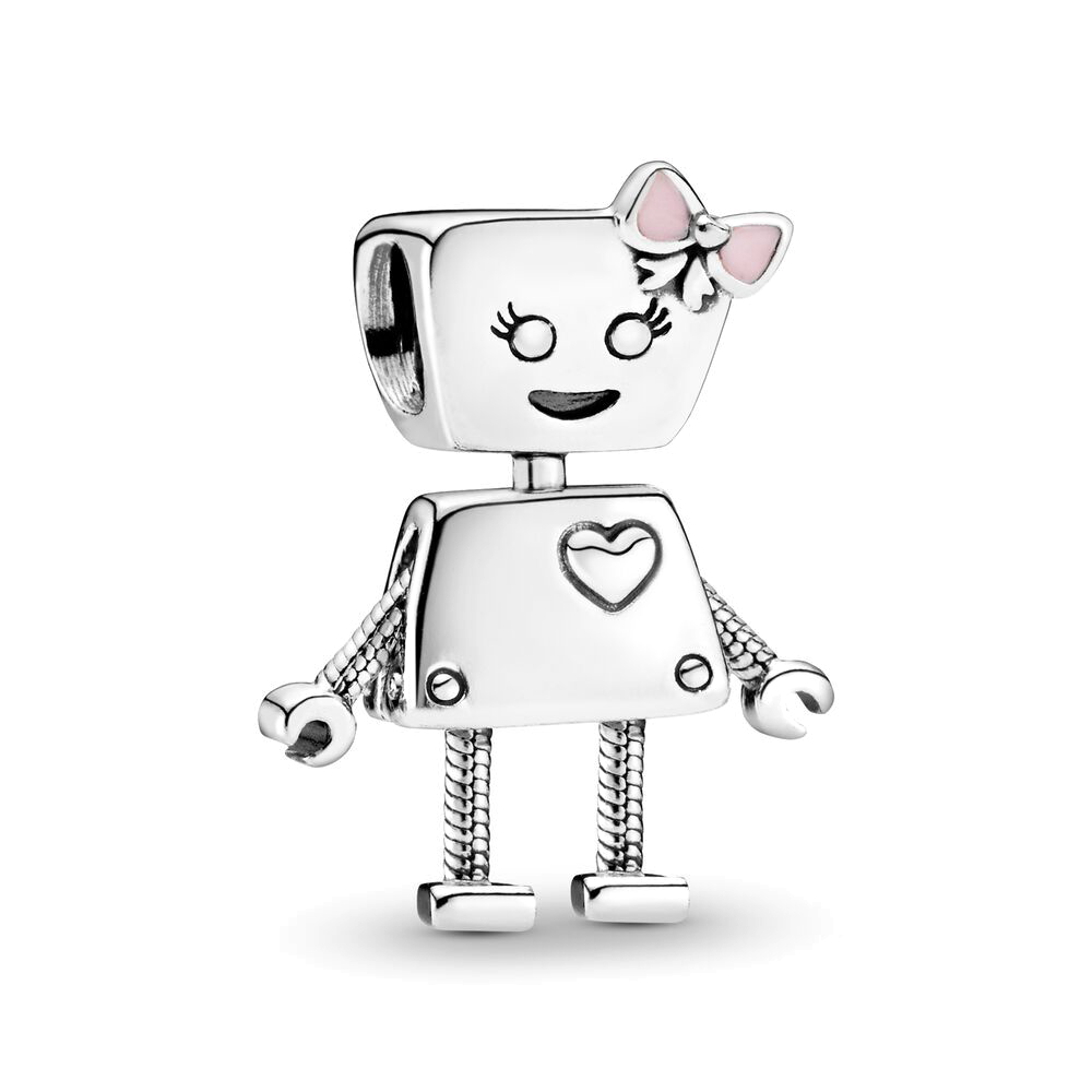 FewDook 2025 New 925 Silver Color Charm Fit Original Bracelet Pendant Boy Girl Sparkling Robot Bead Pan Angel Dangle Plated DIY Women Jewelry Gift Acc