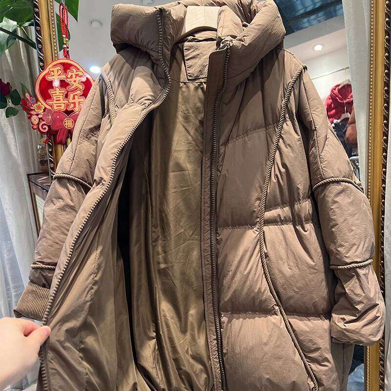 Schinteon Women White Duck Down Jacket with Hood Autumn Winter Warm Over Size Outwear Korean Style High Quality Coat 2025 New