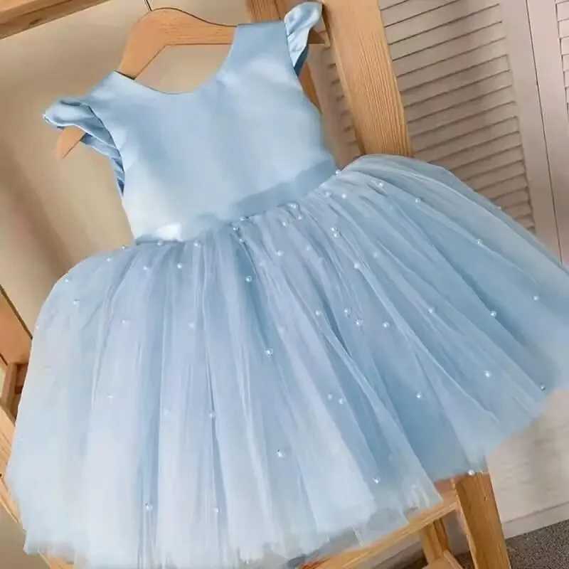 Summer Girls Lace Dresses For Kids 1-5 Year Flower Birthday Tulle Tutu Dress Backless Bow Princess Wedding Gown Kids Party Wear X250528