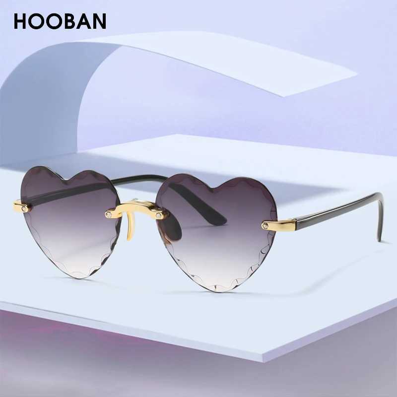 Fashion Heart Shape Women Sunglasses Brand Designer Lovely Rimless Sun Glasses For Female Vintage Pink Ladies Shades W250528