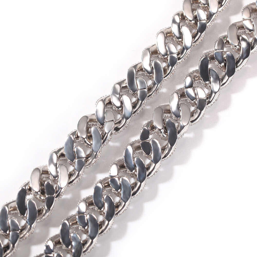 DHCollections Iced Out HipHop Cuban Chain Necklace for Men Women Silver Gold Cross Pendant Jewelry 14mm Width