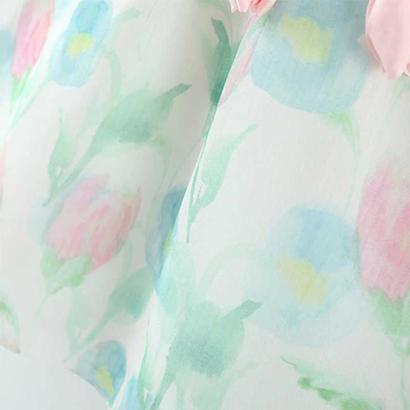 Summer Baby Girl With Two Tulips Chiffon Suspender Dress GirlS Bow Princess Dress X2505281