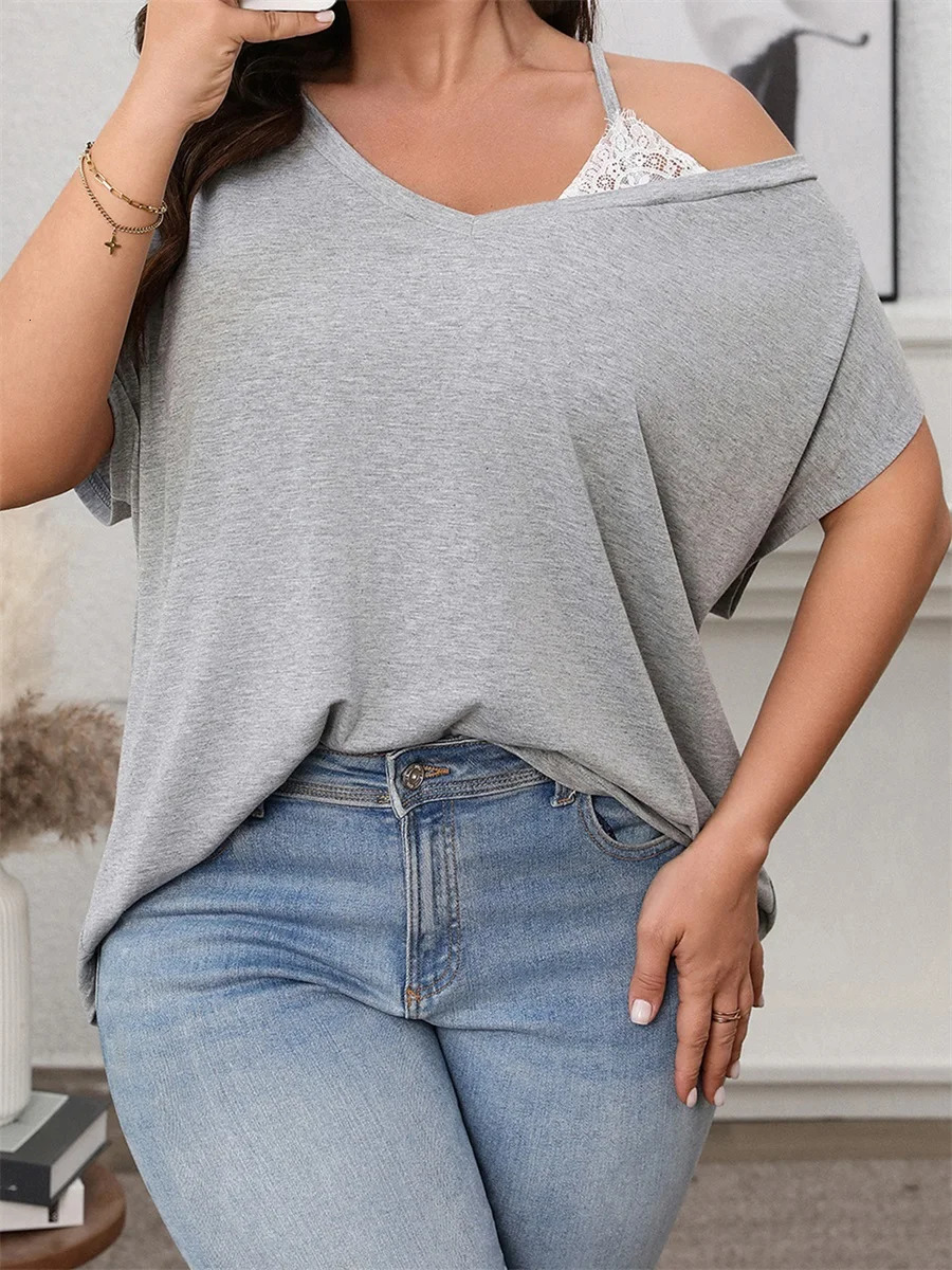 Women s Plus Size Floral Print Off Shoulder Ruffle Sleeve Blouse Casual Loose Fit Top for Spring Summer Beach Vacation 250519