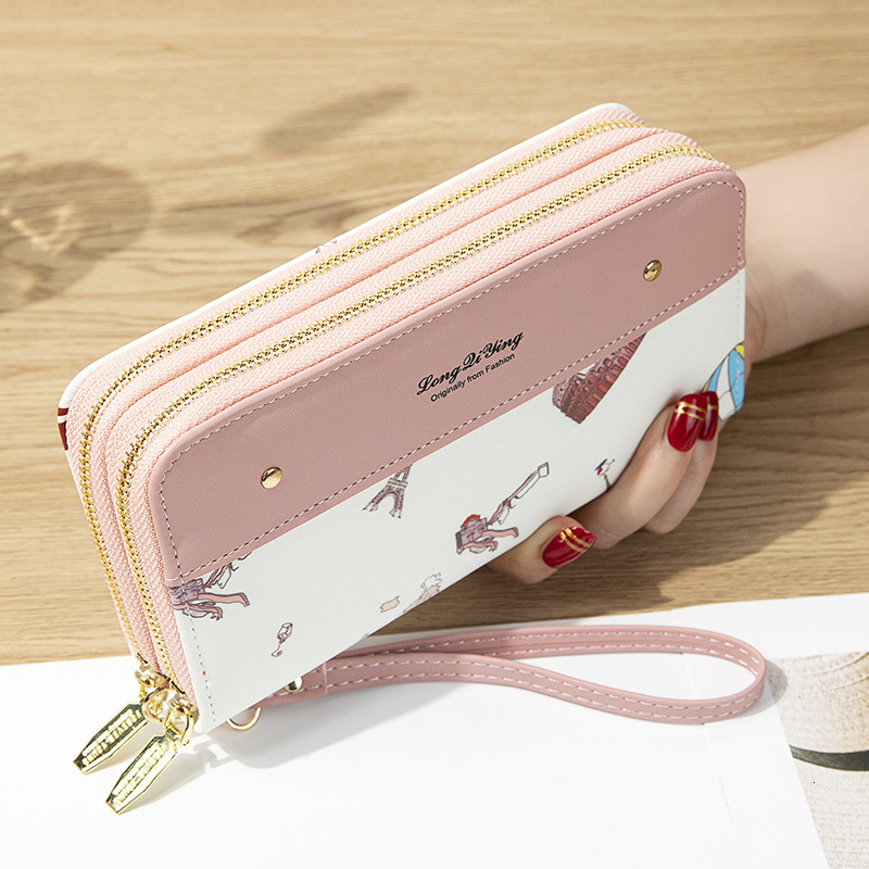 New Fashion Commuter Women s fashion Long Wallet Double Zipper Mobile fashion Wallet Trendy Large Capacity Designer Fashion Men s Wallet