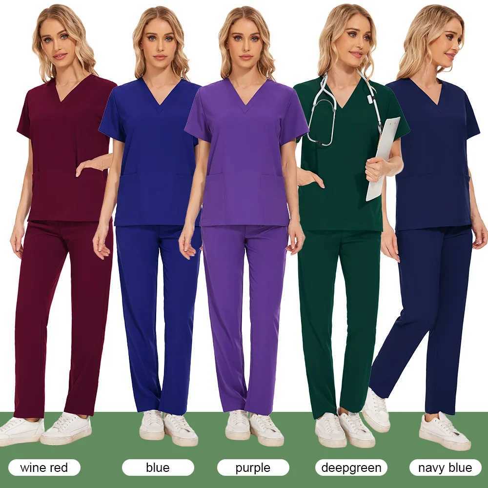 Aesthetic Uniforms Woman Beauty Manicurist Work Wear Hot Sales Scrubs Top Blouse Nursing Pants High-quty Scrub Suit X250528