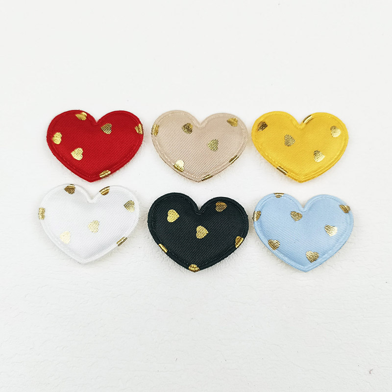 60Pcs Gold Polka Dot Heart Padded Applique For Children's Headband Hair Clip Accessories, Shoes, Hats Decoration Patches