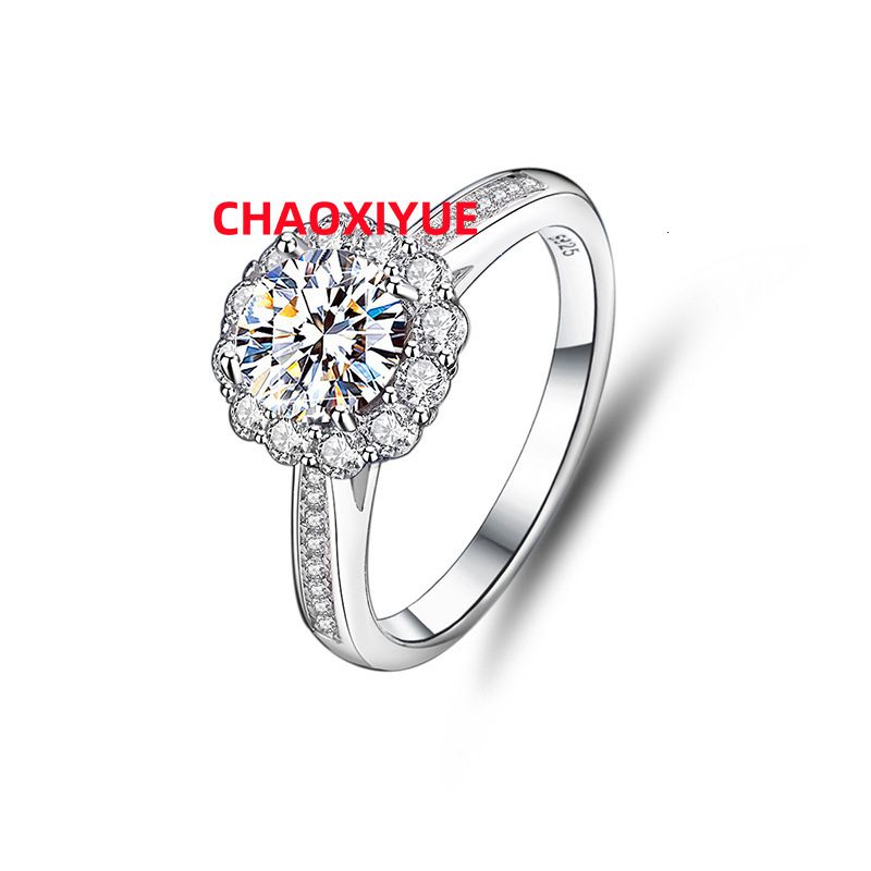 925 Sterling Silver Moissanite Ring 1.0ct Moissanite Diamond Women Luxury Wedding Rings for Women