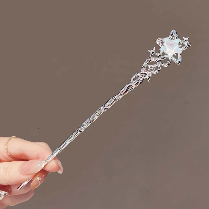 Vintage Moonstone Star Moon Hair Sticks for Women Chinese Style Cross Tassel Hairpin Disk Chopsticks Accessories 250519