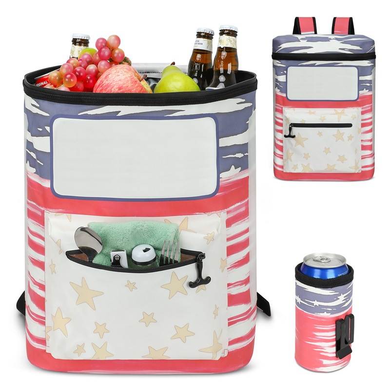 Large Capacity Insulated Picnic Bag with Double Shoulder Straps - Waterproof PEVA Outdoor Backpack