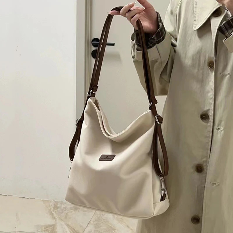 Large Capacity Fashion Canvas Shoulder Bag Womens Leisure Literature and Art Simple Solid Color Crossbody Backpack 250527