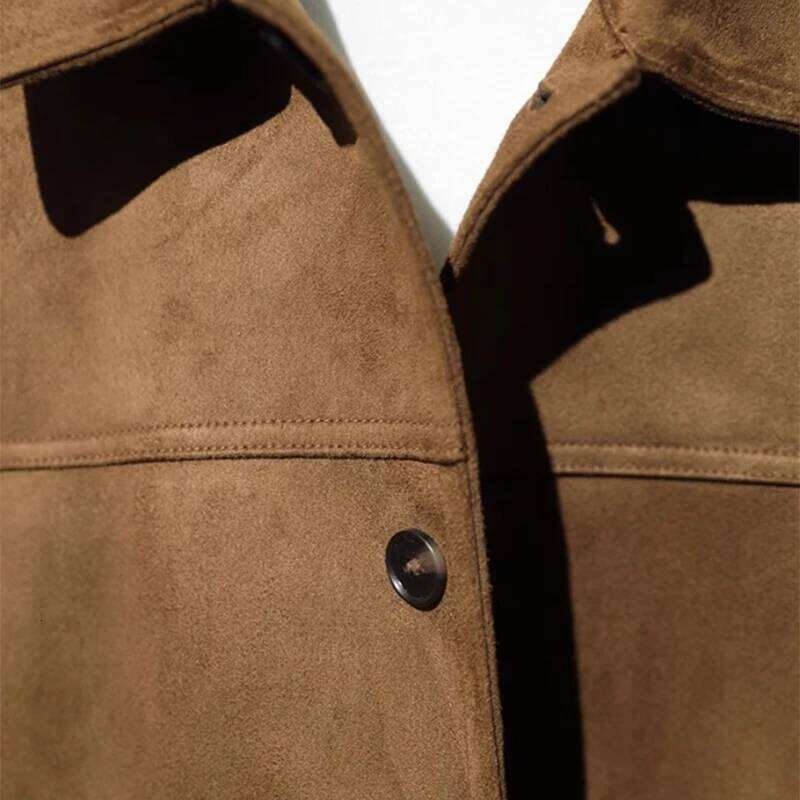Women's Wear Men's Texture Imitation Suede Lapel Collar Straight Casual Jacket For Men