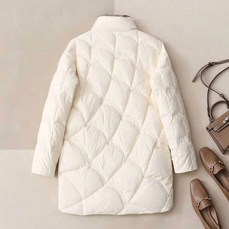 Winter New Fashion Stand Collar X-Long Women Jackets Female Casual Loose Ultra Lightweigh White Duck Down Warm Coat