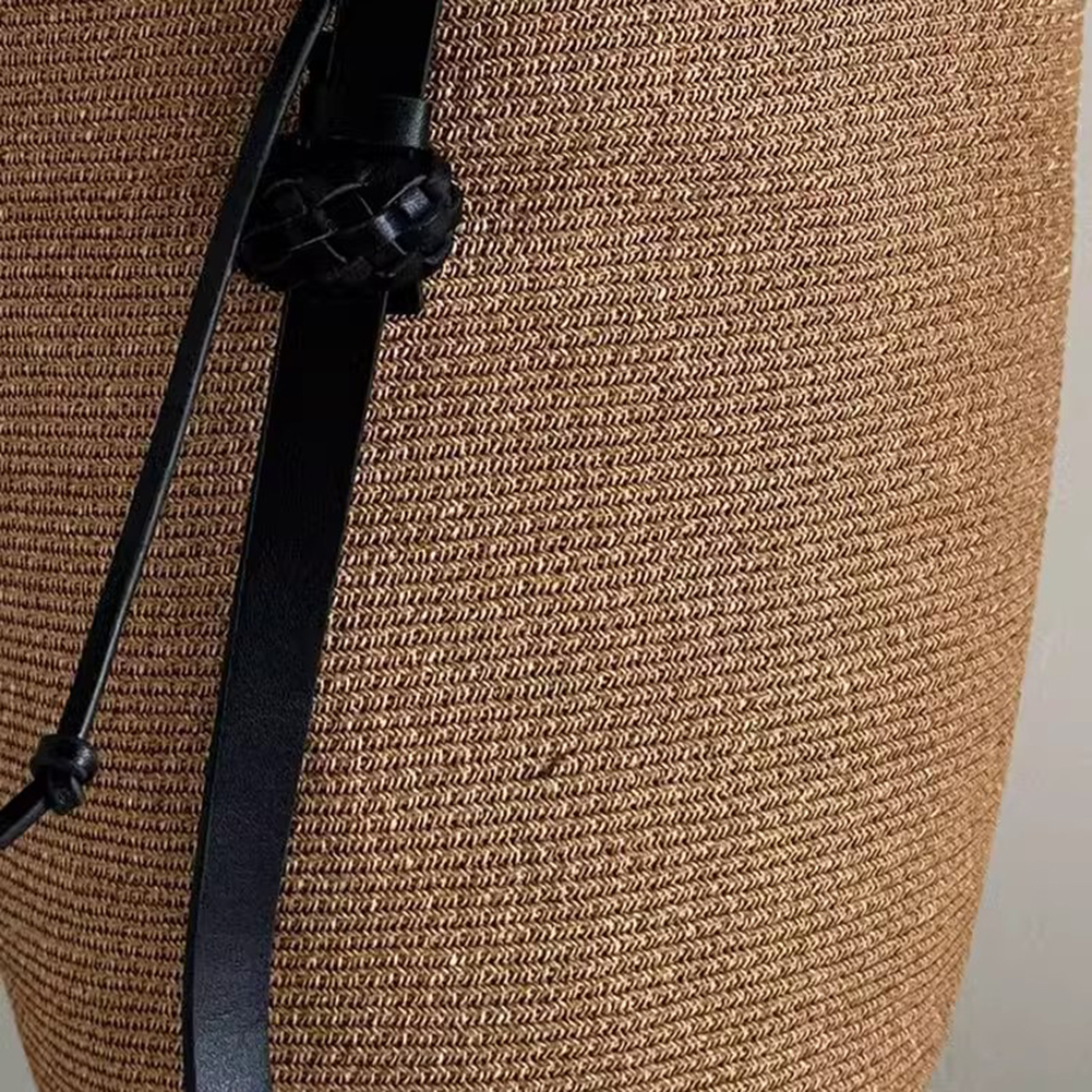 Woven Straw Bag for Women with Adjustable Strap Summer Beach Bag Solid Small Tote Bag Cute for Travel Shopping