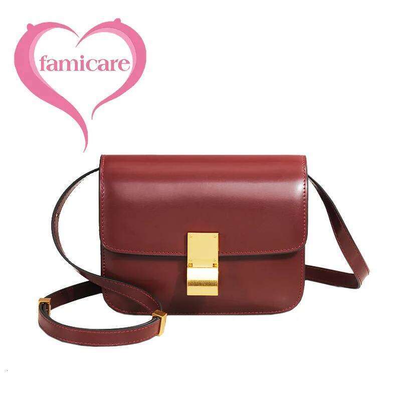 Famicare Women Split Leather Flap Shoulder Bag Lady Fashion Vintage Small Square Messenger Female Box Handbag