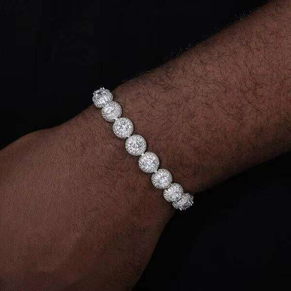 High Quality Unisex Iced Out Round VVS1 Moissanite Cuban Chain Necklace Sier For Men Hip Hop Jewelry