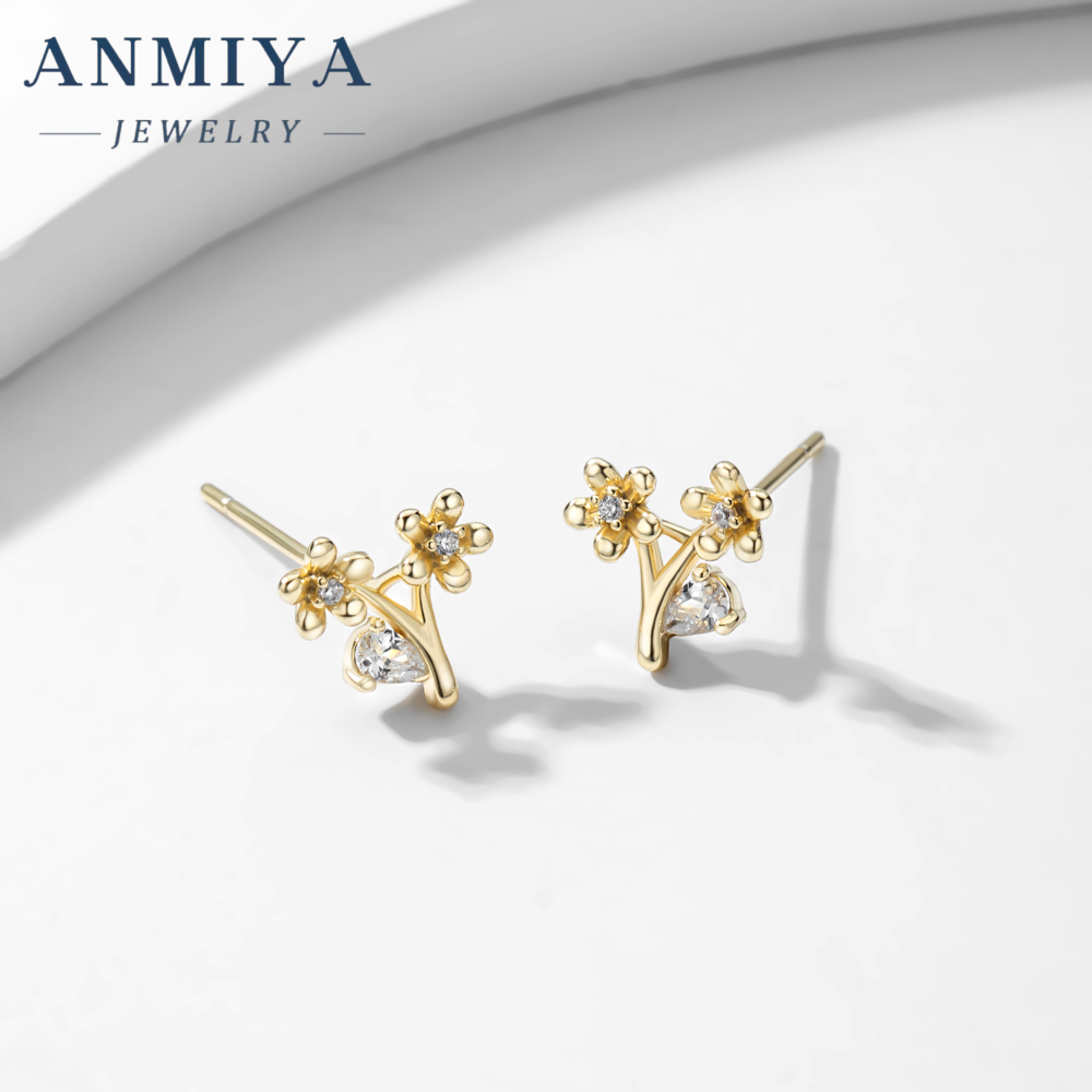 Niche Design Flower Shape Small Stud Earrings 925 Silver Gold Plating Jewelry Earrings for Girl