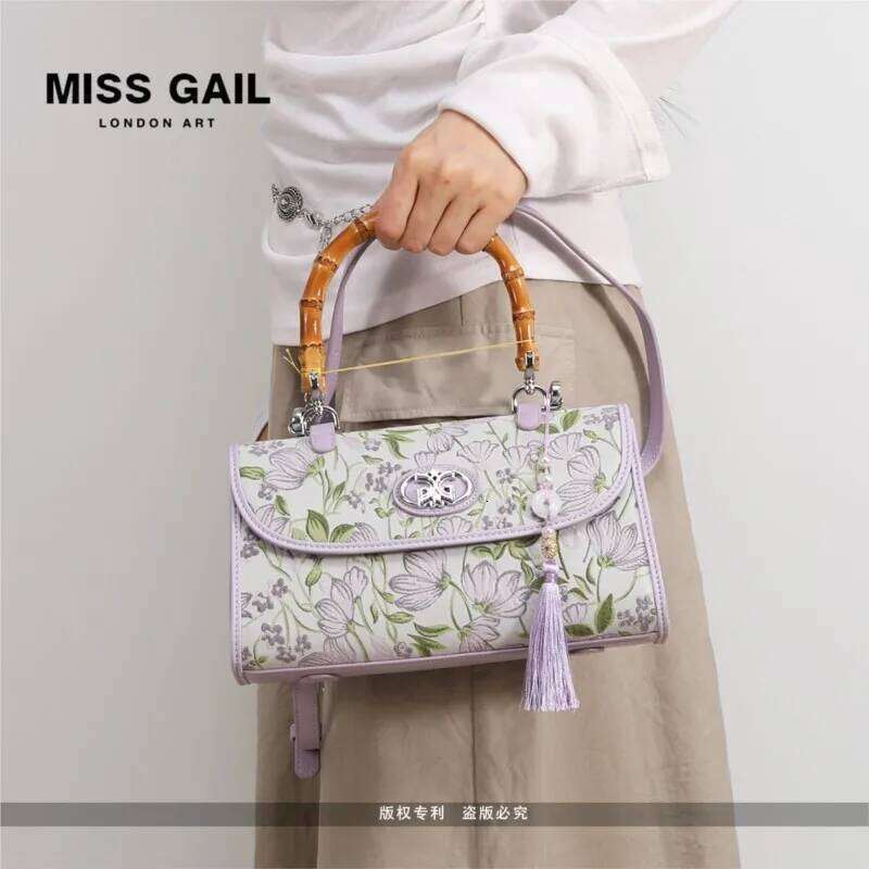 Summer Colorful Embroidered Flowers Bamboo Knot Handbag For Women 2025 Chinese Style Cheongsam Hanfu Single Shoulder Crossbody