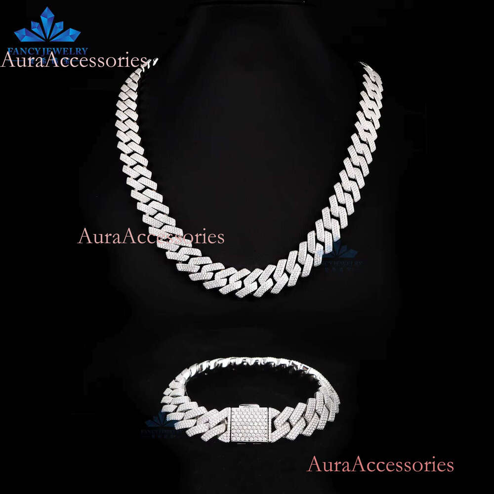 High Quality Cubana Hip Hop Jewelry 15mm Sterling Sier VVS Moissanite Dia Iced Out Cuban Link Chain Necklace for Men